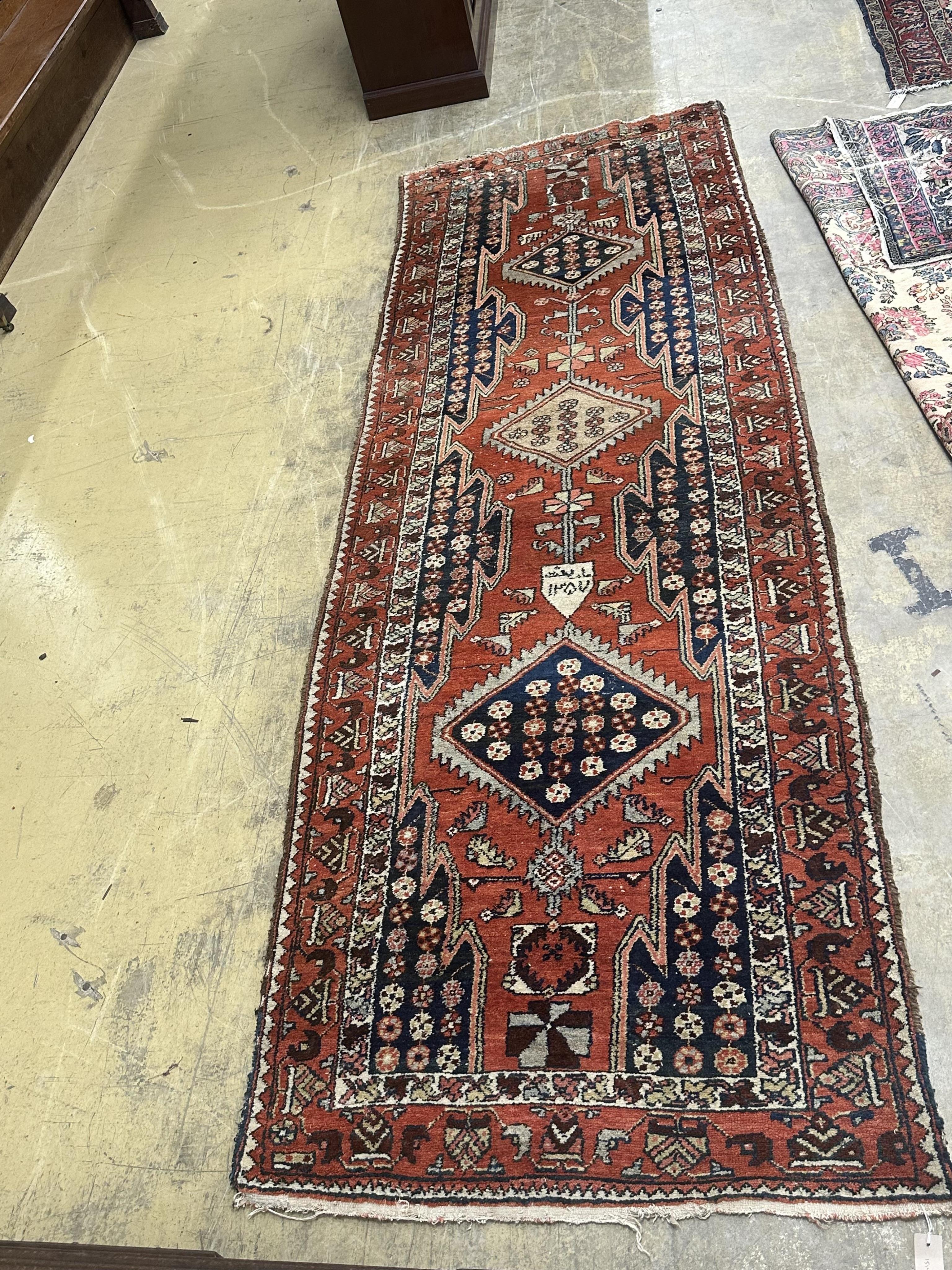 A Turkish hall carpet, 315 x 104cm. Condition - fair